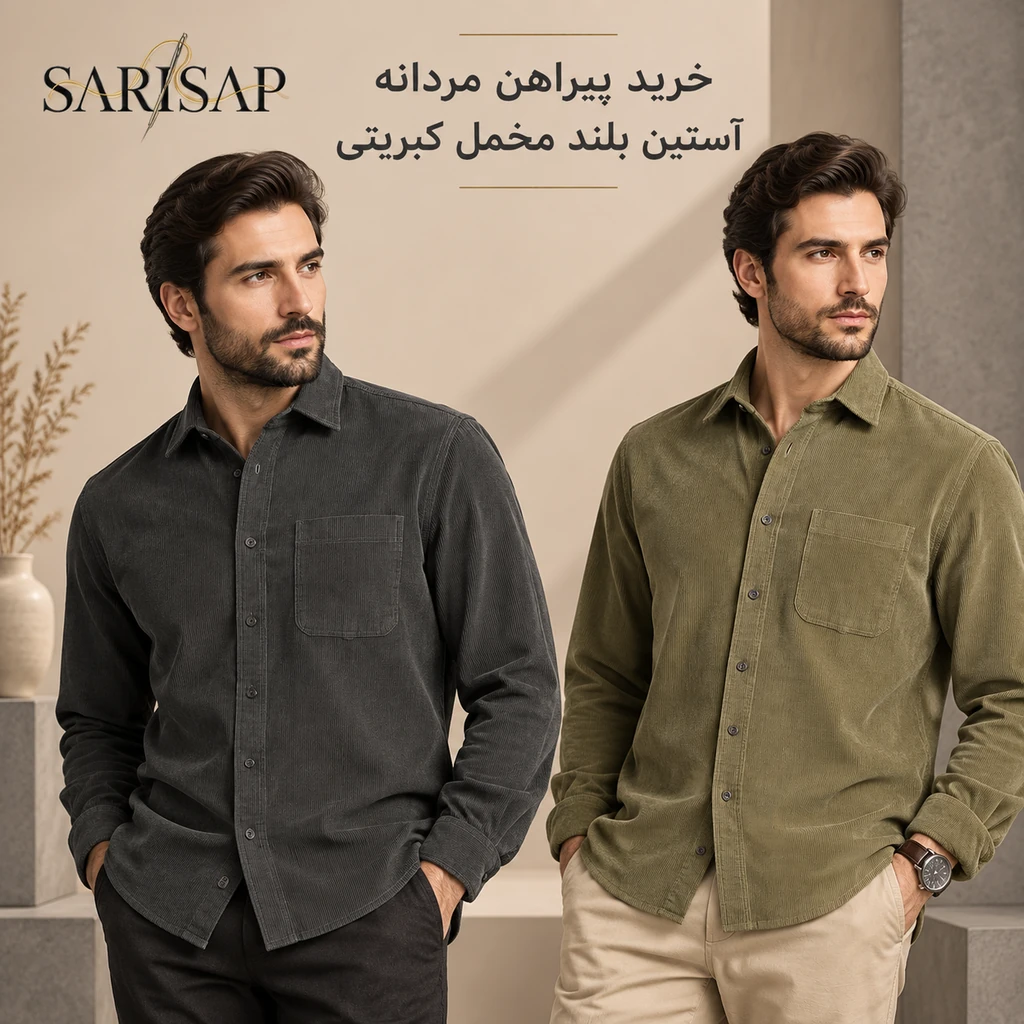 خرید پیراهن مردانه آستین بلند مخمل کبریتی | ساریساپ