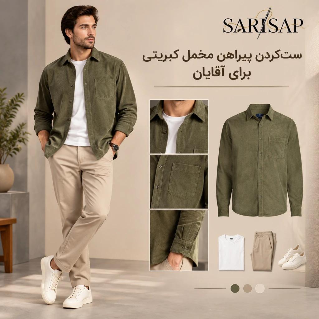 ستکردن پیراهن مخمل کبریتی برای آقایان