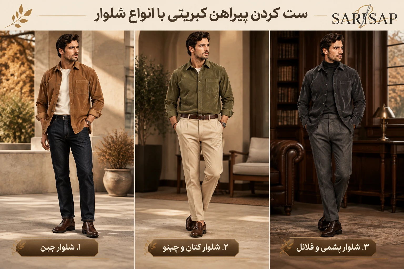 ست کردن پیراهن کبریتی مردانه