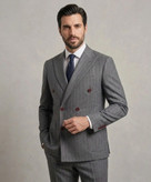 کت تک مردانه دبل برست مدل Slim Fit و نیمه آستیر پارچه دیپلمات ۶ دکمه