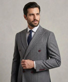 کت تک مردانه دبل برست مدل Slim Fit و نیمه آستیر پارچه دیپلمات ۶ دکمه
