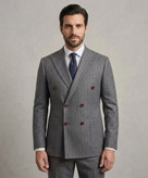 کت تک مردانه دبل برست مدل Slim Fit و نیمه آستیر پارچه دیپلمات ۶ دکمه