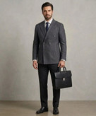 کت تک مردانه دبل برست مدل Slim Fit پارچه دیپلمات ۶ دکمه