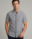 پیراهن آستین کوتاه مردانه کتان Tommy Hilfiger مدل Slim Fit طرح راهراه