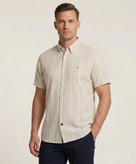 پیراهن آستین کوتاه مردانه راهراه ۱۰۰٪ کتان Tommy Hilfiger مدل Slim Fit
