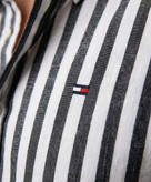 پیراهن آستین کوتاه مردانه کتان Tommy Hilfiger مدل Slim Fit طرح راهراه