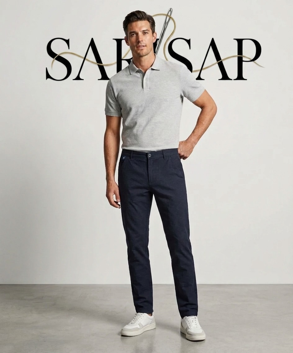 شلوار کتان مردانه Massimo Dutti مدل اسلیم‌فیت - پارچه اسلپ‌دار