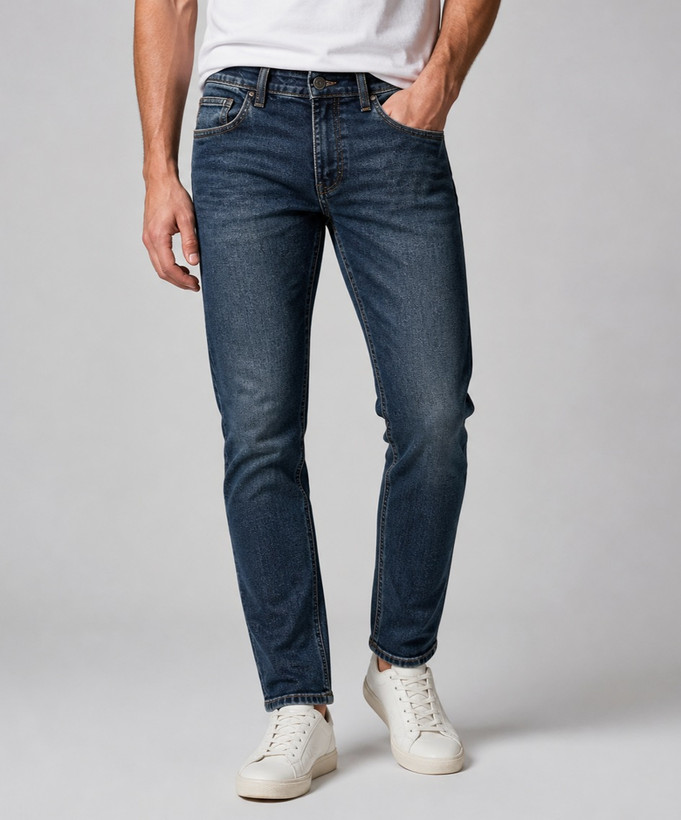 شلوار جین سرمهای مردانه اسلیمفیت زیپی کشدار برند ZARA