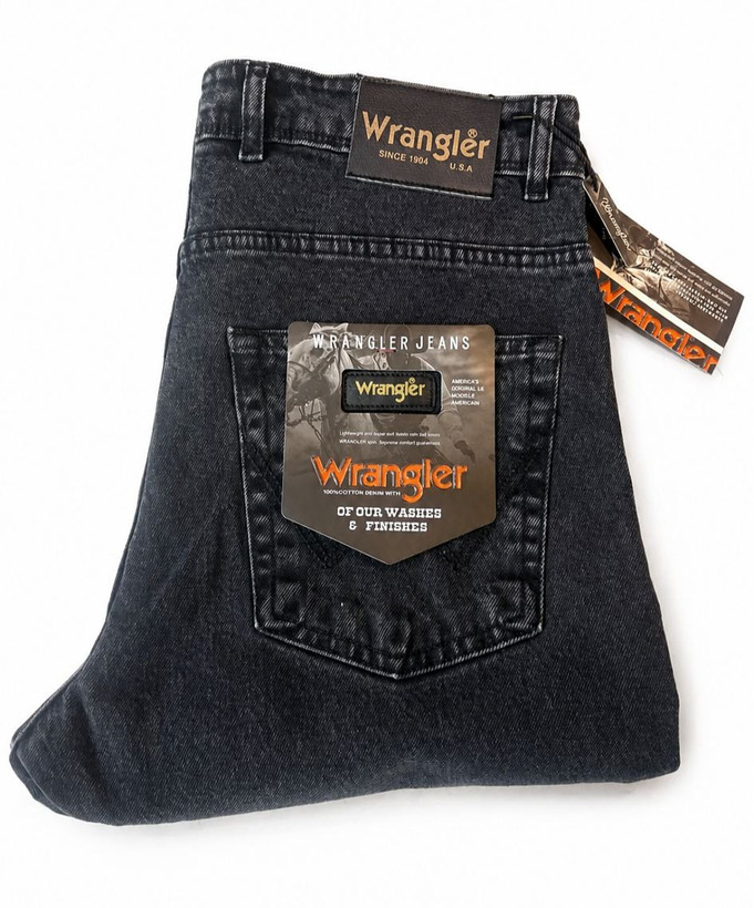 شلوار جین ذغالی مردانه مدل اسلیمفیت برند Wrangler