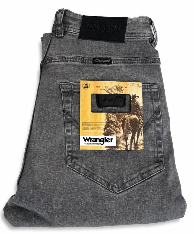شلوار جین طوسی مردانه مدل اسلیمفیت زیپی کشدار برند Wrangler